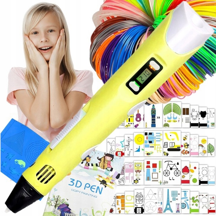 DŁUGOPIS 3D DRUKARKA PEN Dla Dzieci Zestaw +FILAMENT 109 + MATA + SZABLONY